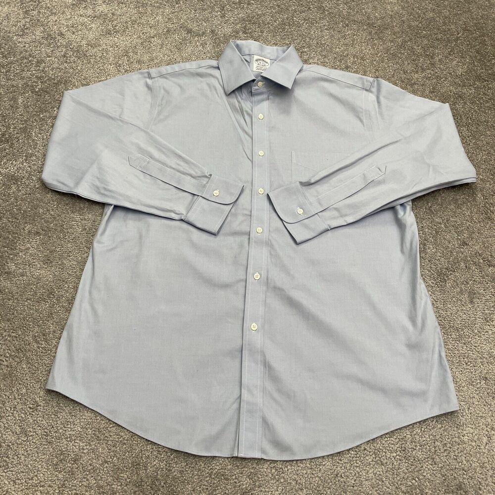 Brook Brothers Regent Fit Dress Shirt Men 16-33 Blue Long Sleeve Cotton Workwear